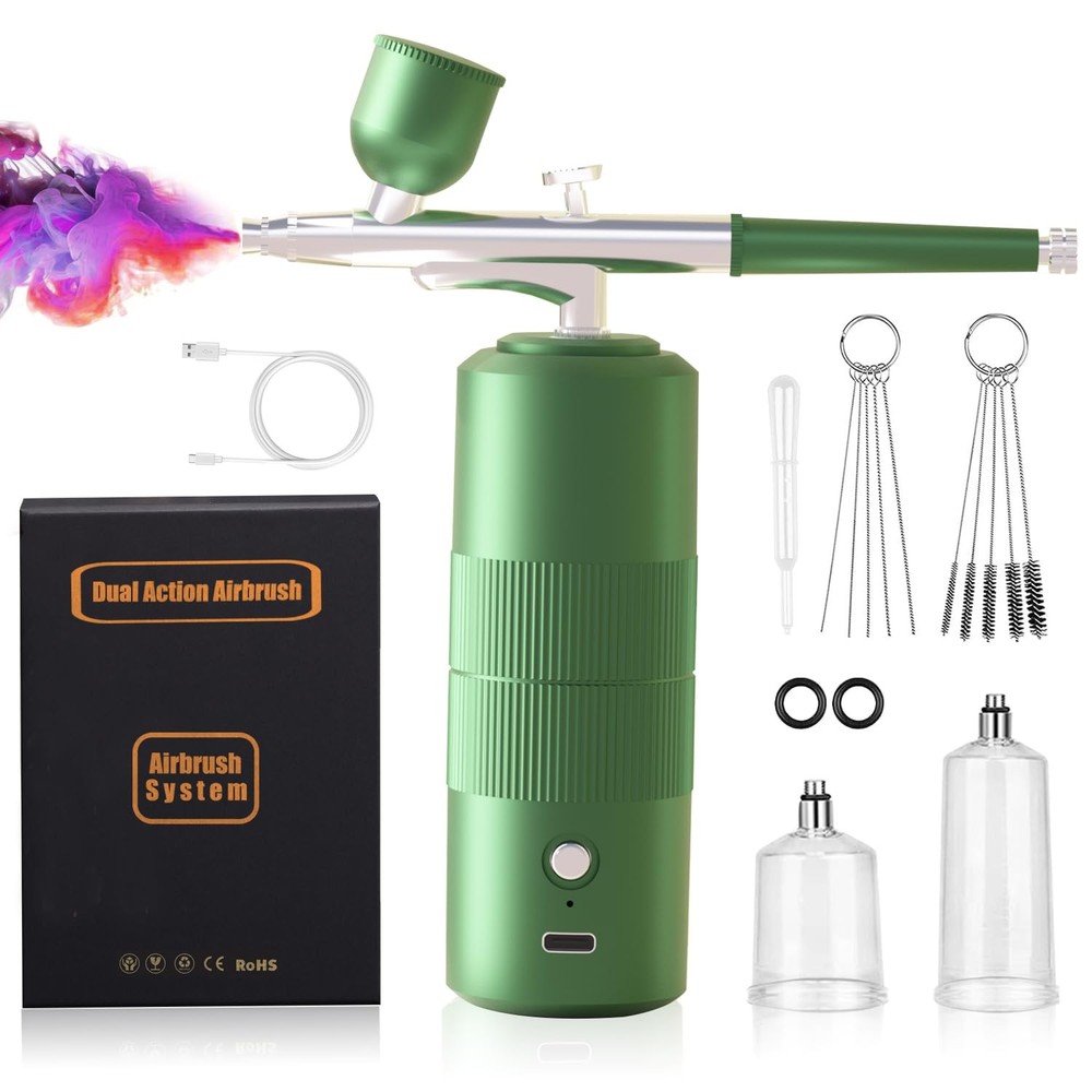 Airbrush Kit Dual Action with Compressor, 40PSI Cordless Airbrush Gun Set, Au…