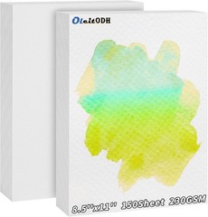 150 Sheets 8.5×11 inch Cotton Watercolor Paper Bulk 230GSM for Painting