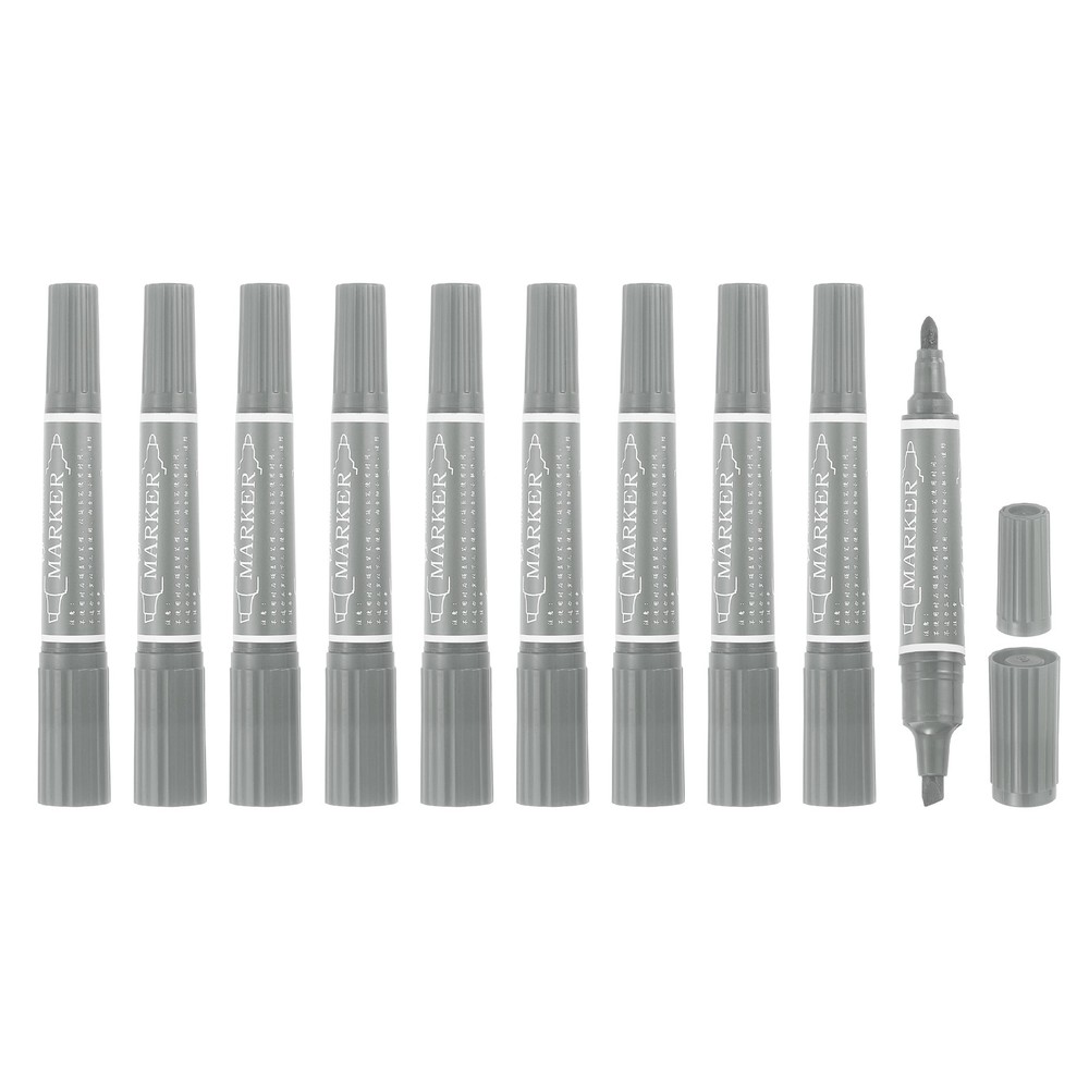 10 Pcs Art Marker Pen Double-Ended Colored Pen Dual Sketch Marker, Gray