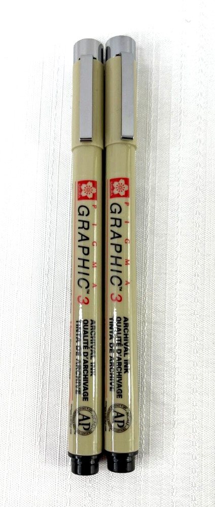 Sakura Pigma Graphic Marker Pen, 3.0mm Tip, Black Ink, XSDK3-49, Pack of 2