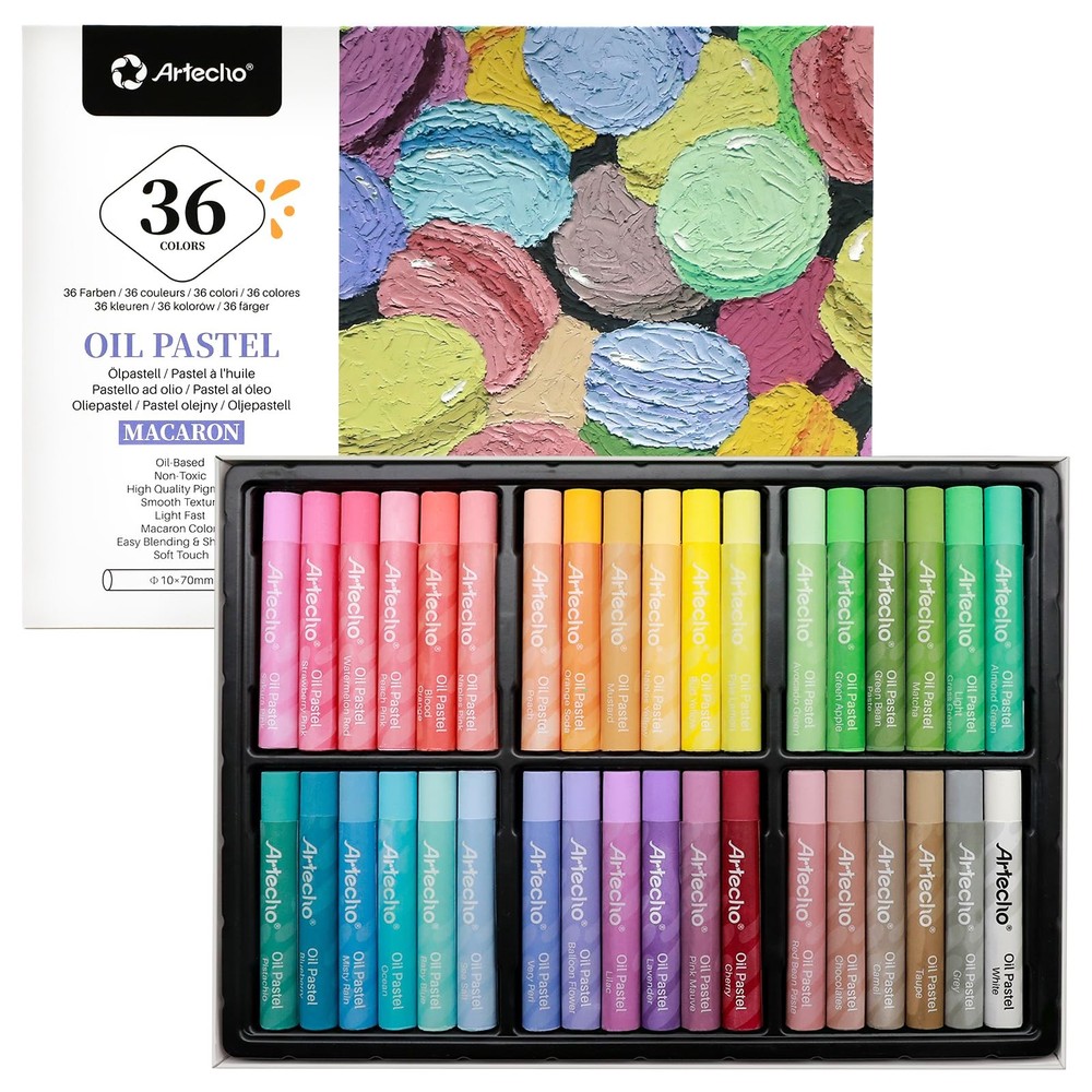 Macaron Oil Pastels Set of 36 Colors Soft Oil Pastels for Art Painting Drawin…