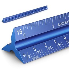 12″ Architectural Scale Ruler Aluminum Architect Triangular Blue