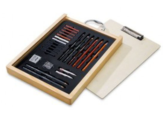 Conte Wooden Sketching Gift Box – Carres / Pencils / Drawing Board in Lid