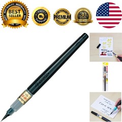 All-in-One Fude Brush Pen – Medium Black with Ergonomic Grip & Water Base