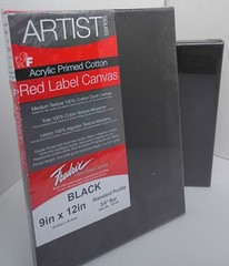 (Lot 2) Fredrix Red Label 9″ x 12″ and 8″ x 10″ black cotton stretched canvas