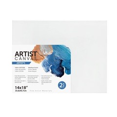 Artists Stretched Canvas 100% Cotton Acid Free White 14×18 Inch 2 Pack Deluxe