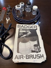 Badger Model 175 Air Brush With Badger Model 180-11 Compressor And Lots Of Parts