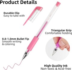 200 Pack Gel Pen Set 100 Colors 100 Refills Glitter Pens with Canvas Bag