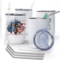 12 oz Sublimation Wine Tumblers Blanks, 4PCS Straight Stainless Steel Insulat…