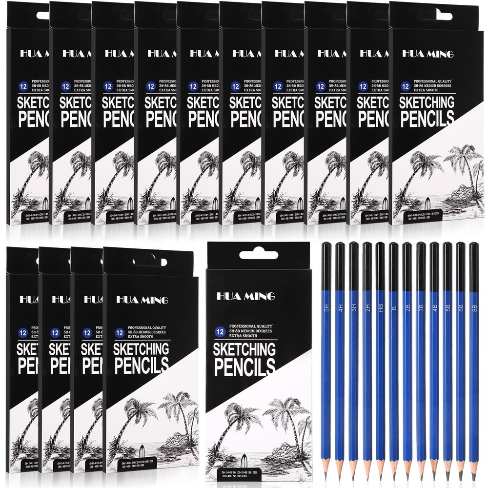 120 PCS Graphite Sketch Pencil Set 8B5H Professional Drawing Charcoal Art