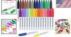 Waterproof Fine Point Permanent Markers Set of 30 – Ideal for Paper & Glass