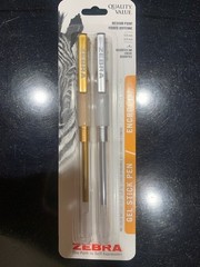 Zebra Gel Stick Pen 2-Pack 0.8mm – Metallic Gold and Silver Ink