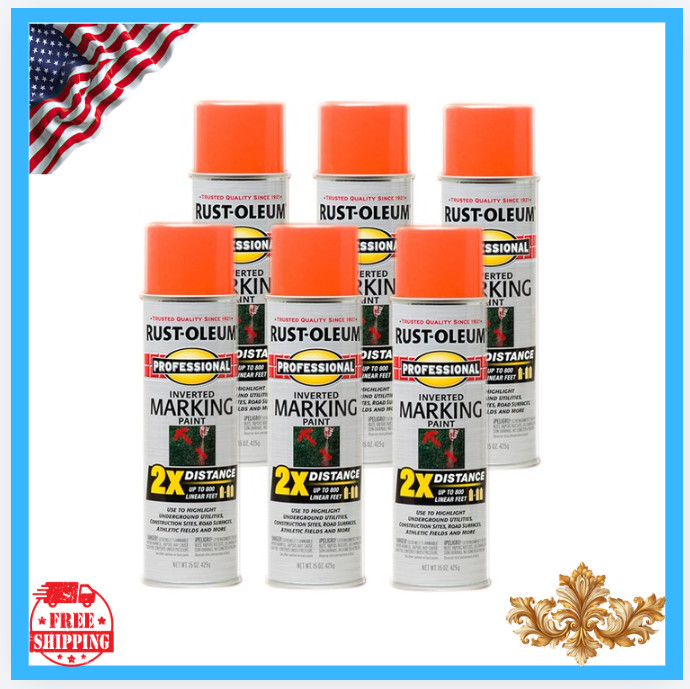 New 266579-6PK Fluorescent Orange Spray Paint 6pk