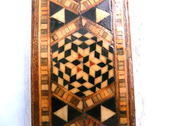 BROWN WODDEN KHATAM KARI PERSIAN PENCIL HOLDER in 6 SIDES HEXAGON SHAPE BOX