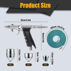 Airbrush Kit, Air Brush Painting Set, Double Action Trigger Airbrush Gun with 0.