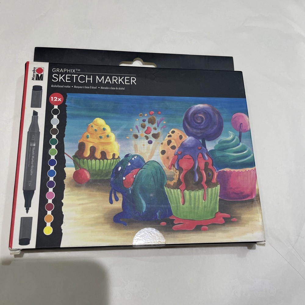 Marabu Sketch Marker Set Sugarholic Assorted Colors 12 pcs #8503 New