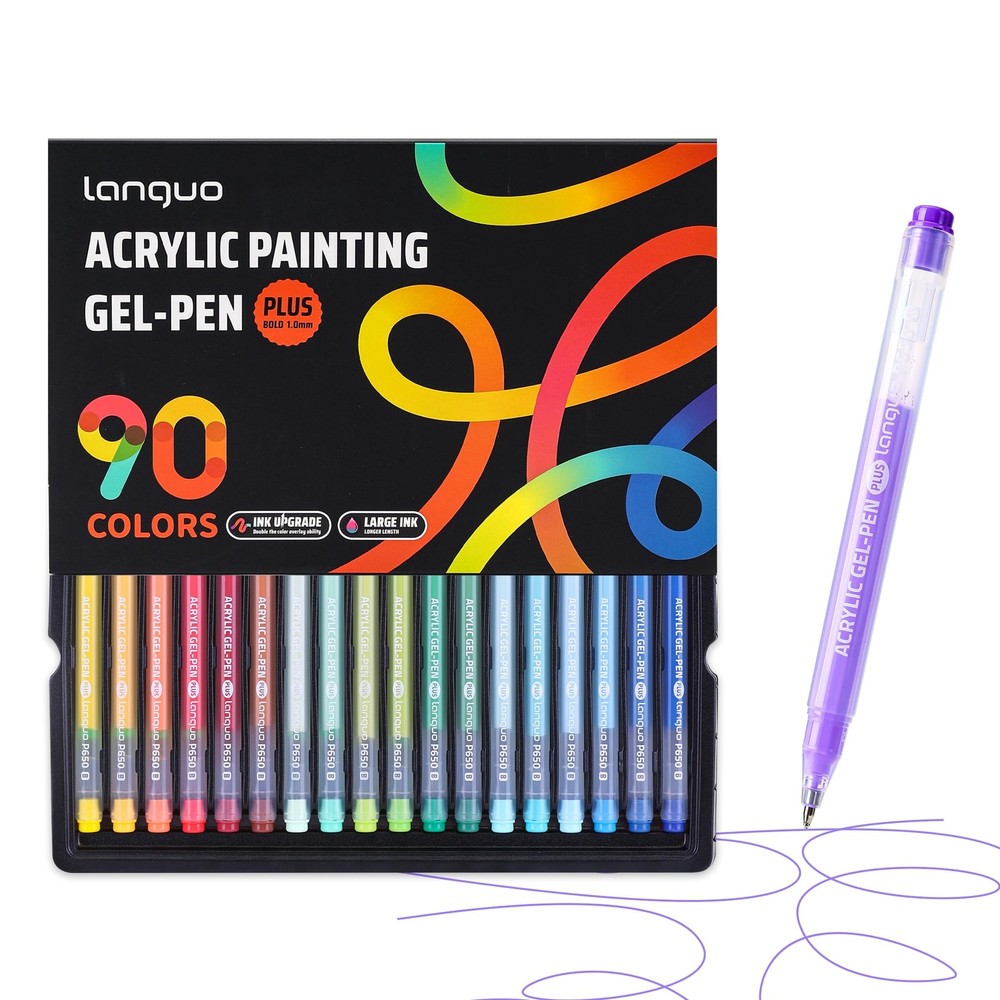 Acrylic Pens for Coloring, 90 Colors Set 3D Acrylic Paint Pens with 1.0mm Bul…