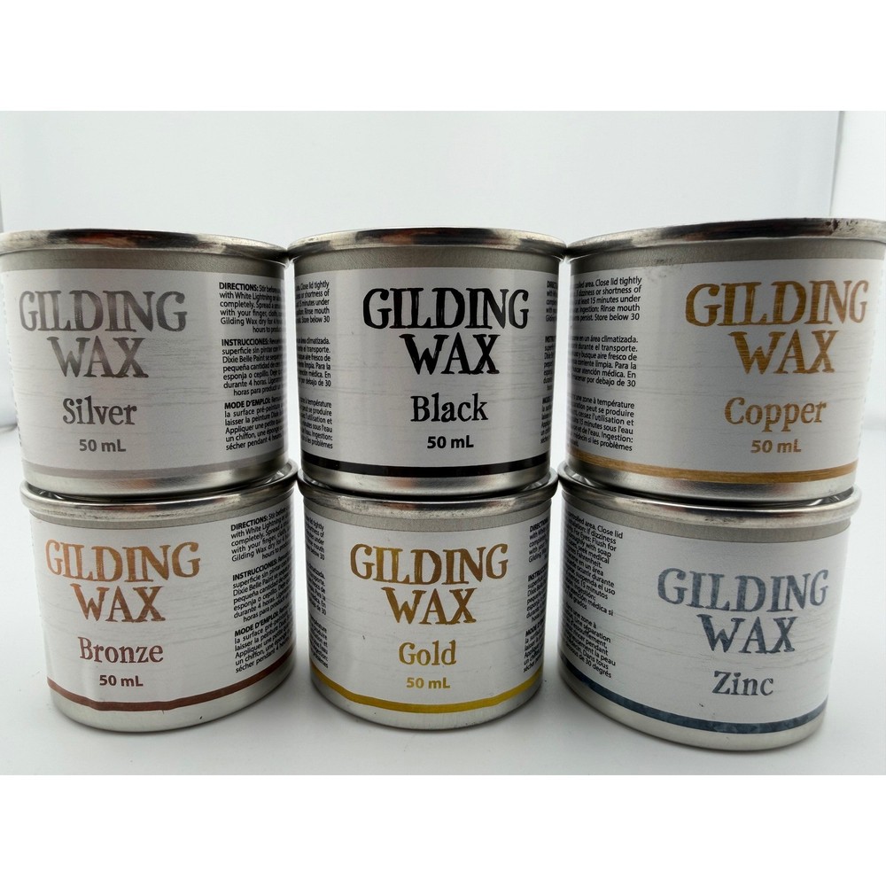 Dixie Belle Gilding Wax 50ml Finishes: Gold Silver Bronze Copper Zinc Black