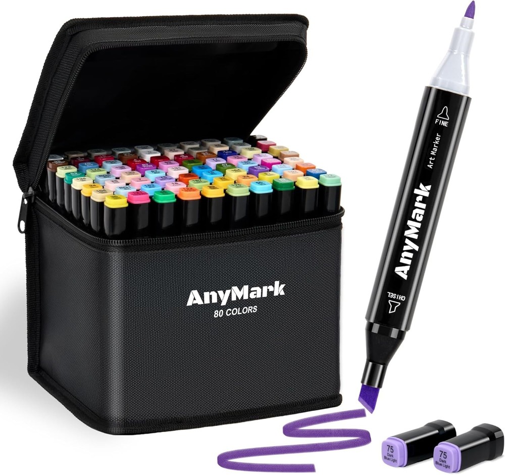 Alcohol Markers,80 Colors Dual Tip Art Coloring Markers Set for Adult Book..