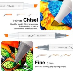 Alcohol Markers Fine Chisel – 101 Colors Dual Tip Coloring Markers for…