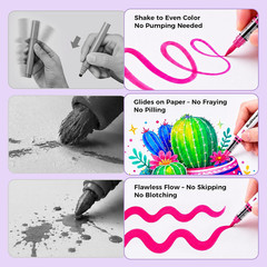 90 Colors Acrylic Paint Markers, Landscape & Nature Pens Set with Brush Tip & Au