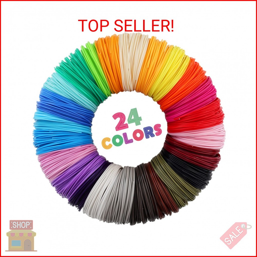 MIKA3D 24 Colors 1.75mm ABS 3D Pen Printer Filament Refill, Each Color 3.5m, Tot