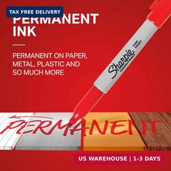 Sharpie Permanent Markers, Fine Tip, Red, 12 Count – Office Supplies, Quick Dryi