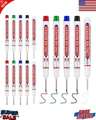 20mm Long Nib Deep Hole Marker Pen,Fine Tip Permanent for Wood,Metal Drill Reach