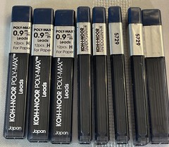 KOH-I-NOOR Rapidograph Poly-Max Leads #5729-0.9mm-H-For Paper (Lot of 8X12 each)