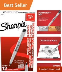 12 Count Ultra Fine Tip Permanent Markers – Quick Drying, Fade Resistant Black
