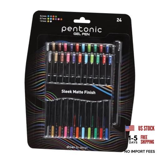 Gel Pens, Assorted Colored Ink (12 Colors, 2 24 Count Multicolor Gel & Glitter