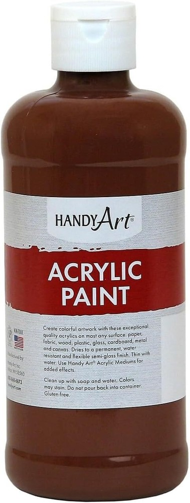 Handy Art Burnt Sienna Acrylic Paint 16 Fl Oz Non Toxic Water Resistant Finish