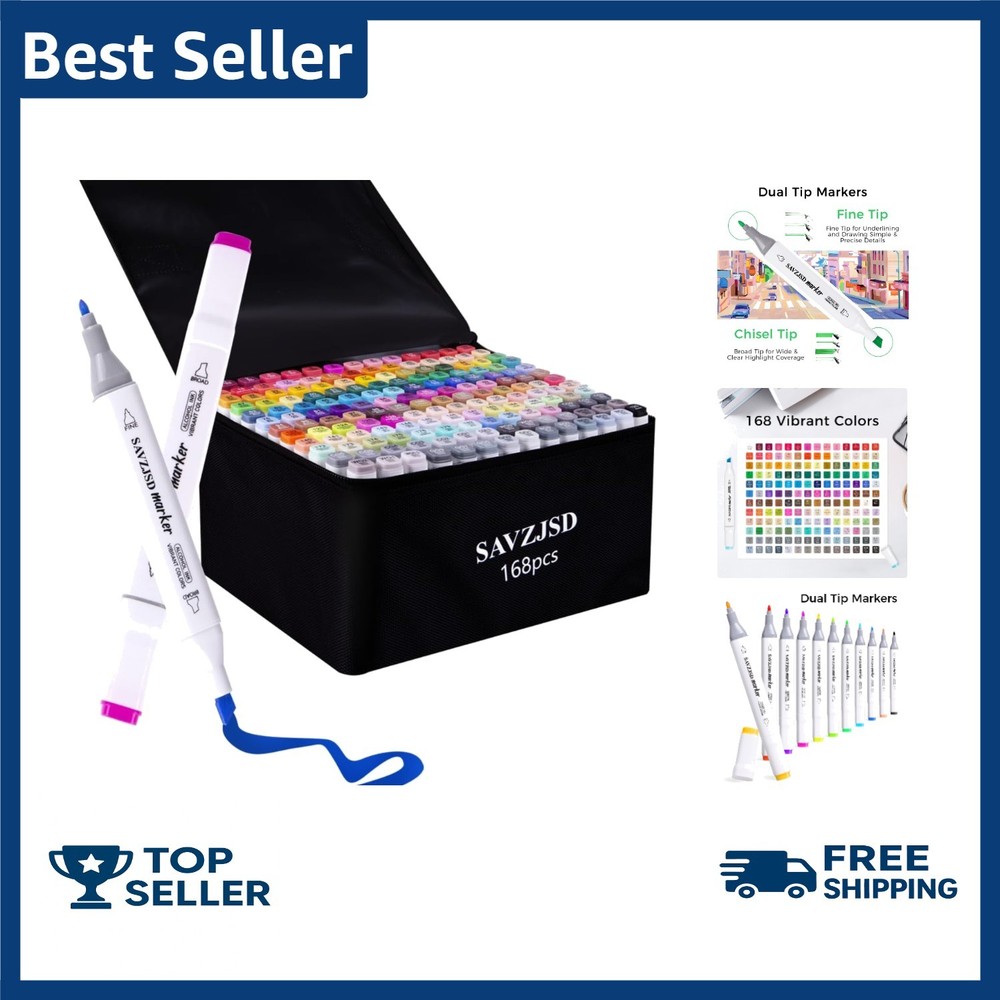 168 Colors Alcohol Markers – Dual Tip Markers for Kids or Adults in Coloring