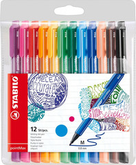 Fineliner Pointmax – Pack of 12 – Assorted Colors – Nylon Medium 0.8Mm Tip, Wate