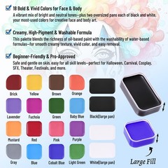 BOBISUKA 18 Color Water-Activated Cream Face Paint Palette, multicolor