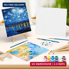 8 Pack 8 * 10In Canvas Boards for Painting, Art Canvas for Drawing with 16 Brush
