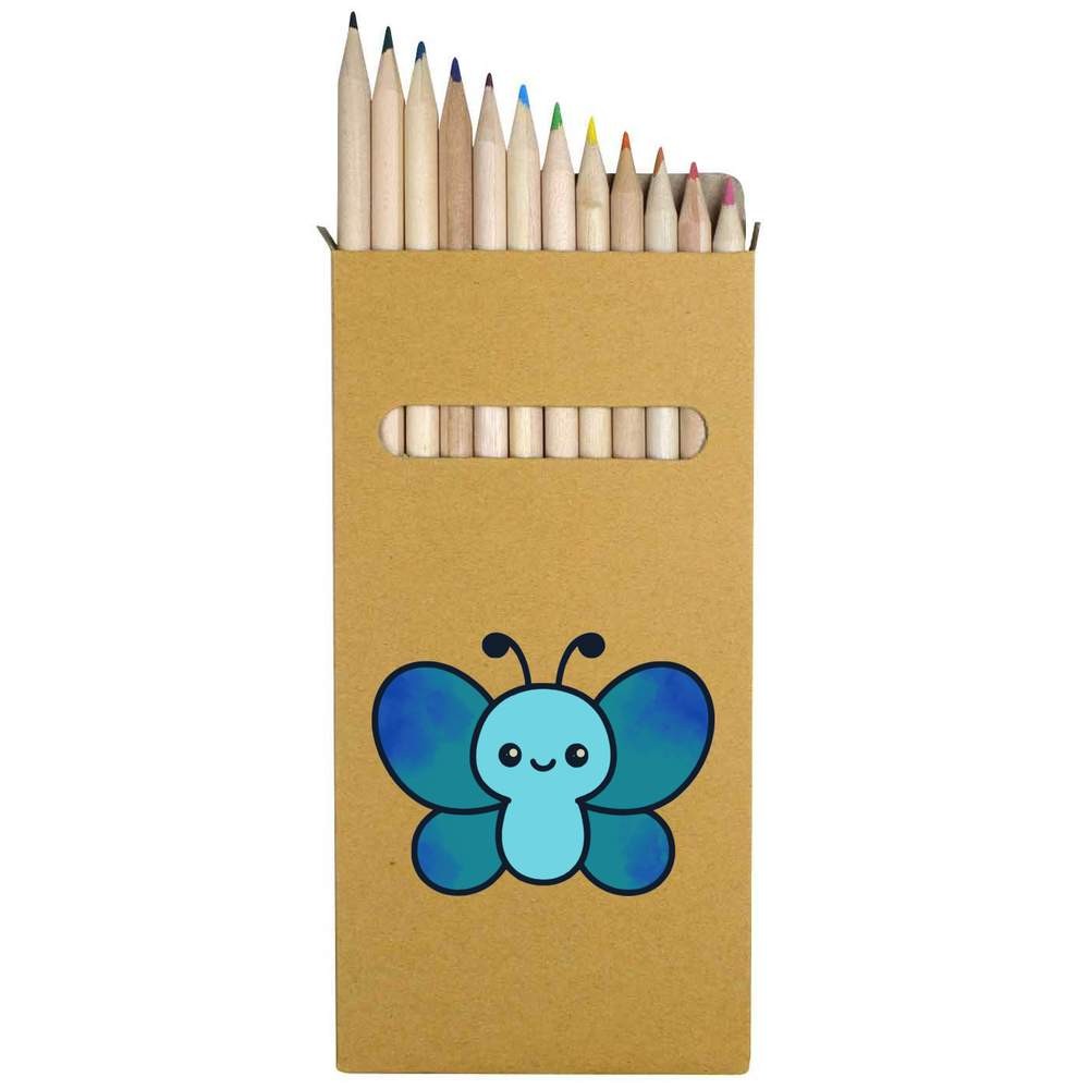 12 x ‘Cute Blue Butterfly ‘ Long Colour Pencils (PE00093939)