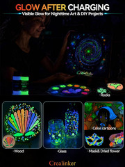 Glow in the Dark Acrylic Paint, 10 Colors 2Oz/60Ml Bright Neon Glow Paint, Long