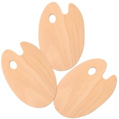 3 Large 8″ x 12″ Wooden Oval-Shaped Artist Painting Palette, Paint Tray, Student