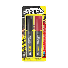 Sharpie PRO Permanent Marker Medium Chisel Tip Black and Red 2-Count