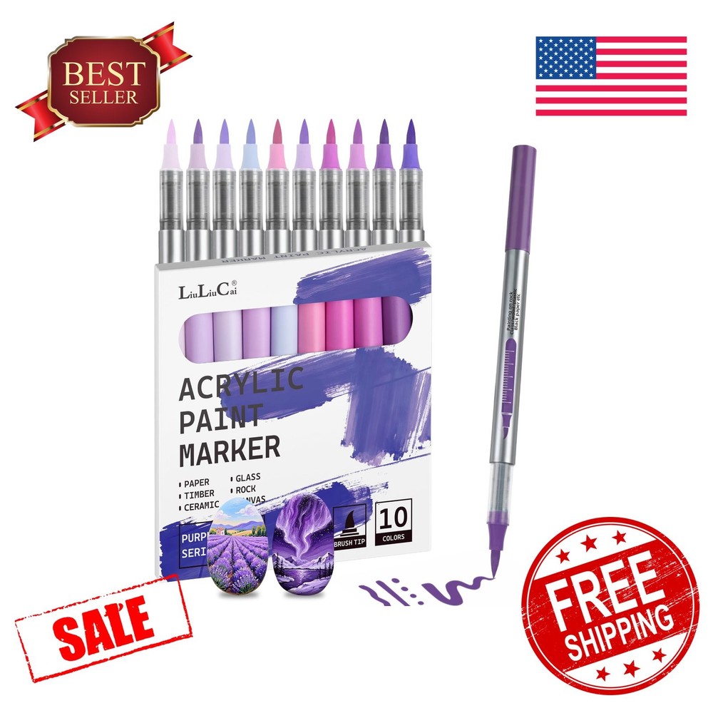 LIULIUCAI 10 Purple Acrylic Paint Pens