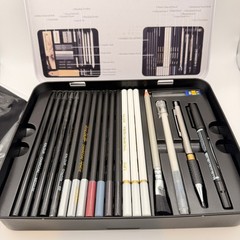 Kalour 70 Pcs Premium Expert Drawing Sketching Art Set Black Tin Case Gift