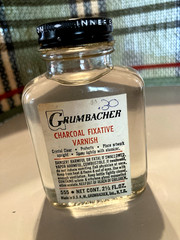 Grumbacher Charcoal Fixative Varnish Bottle No. 555 USA Artist Painting vintage