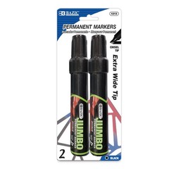BAZIC Jumbo Chisel Tip Permanent Marker, 8 mm, 2/Pack, Black