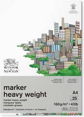 Winsor & Newton ProMarker HEAVYWEIGHT 160gsm Bleedproof Marker Paper Pad – A4