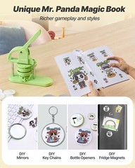 HOT/ Button Maker Machine,1.26/2.28 inch 2-in-1,Plastic Pin Maker with 200 pcs