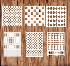 6PCS Checks Dots Stencils, Harlequin Checkerboard 4 inches x 5