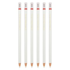 Hard Drawing Pencils, 6PCS, Round , White Refill, White/Red Pole