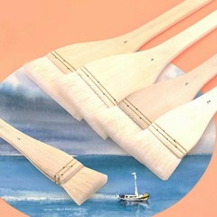 6 PCS 3 Size Flat Hake Brushes, Soft Goat Hair Brush and Hake Paint Brush wit…