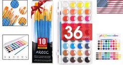 Creative Bliss: 36-Watercolor Paint with 10 Brushes for Young Artists